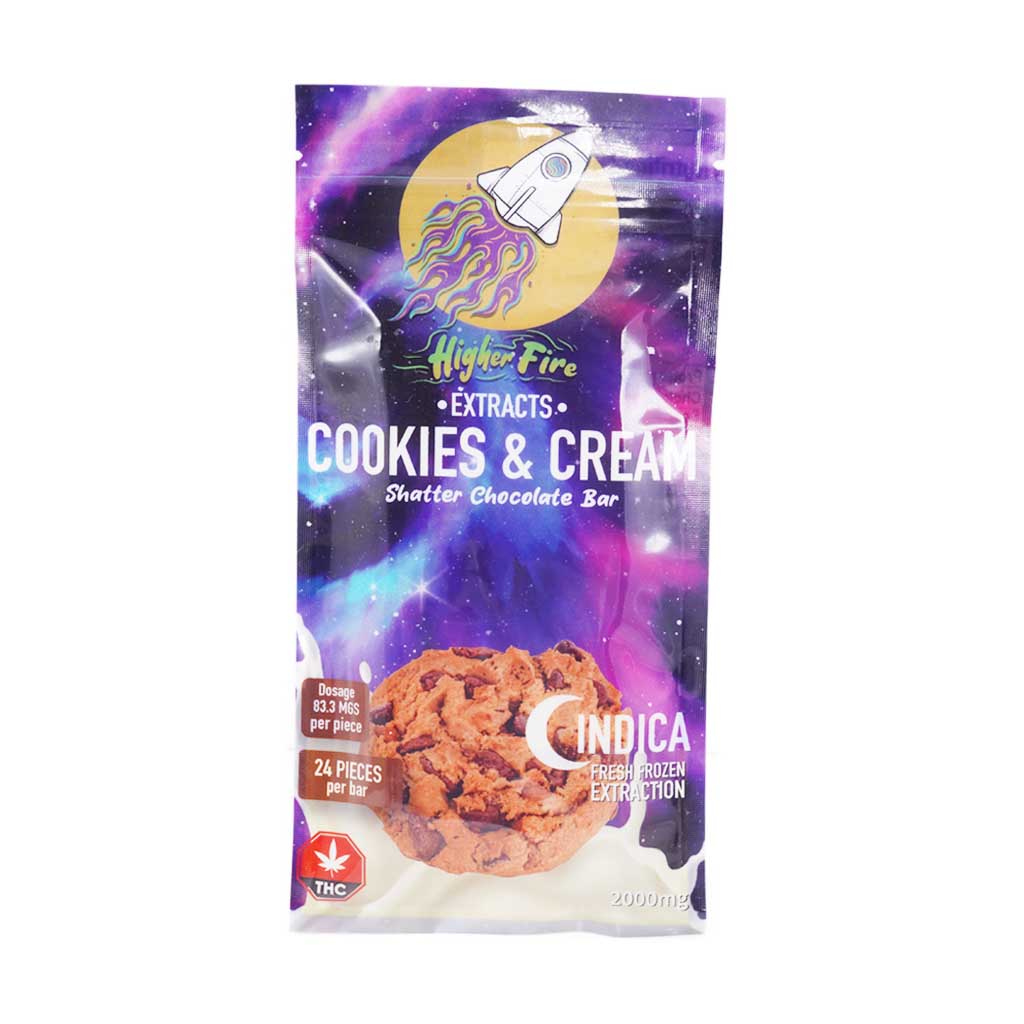 Buy Higher Fire Extracts – Shatter Chocolate Bar – Cookies And Cream 2000MG THC (Indica) at MMJ Express Online Shop