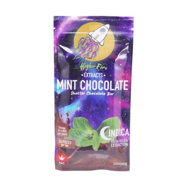 Buy Higher Fire Extracts – Shatter Chocolate Bar – Mint Chocolate 1000MG THC (Indica) at MMJ Express Online Shop