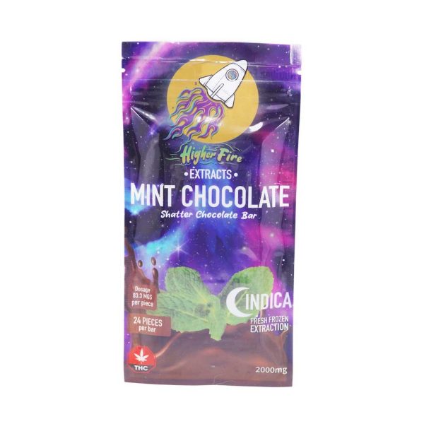 Buy Higher Fire Extracts – Shatter Chocolate Bar – Mint Chocolate 2000MG THC (Indica) at MMJ Express Online Shop