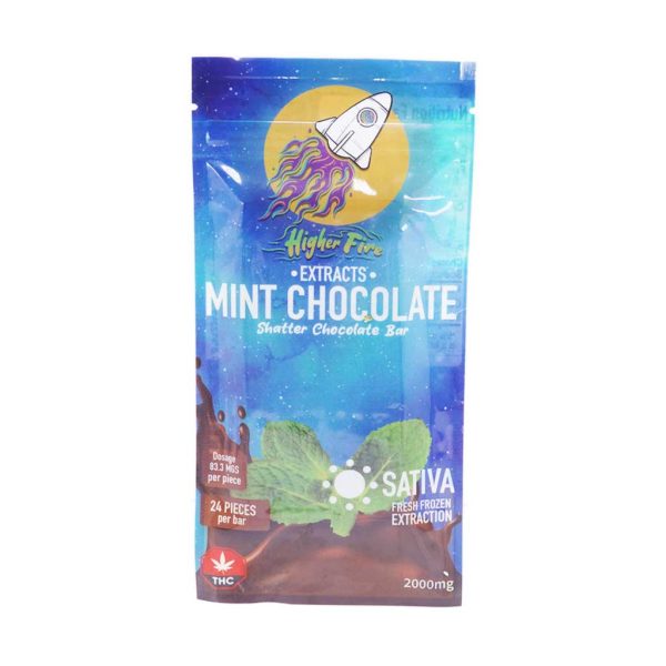 Buy Higher Fire Extracts – Shatter Chocolate Bar – Mint Chocolate 2000MG THC (Sativa) at MMJ Express Online Shop