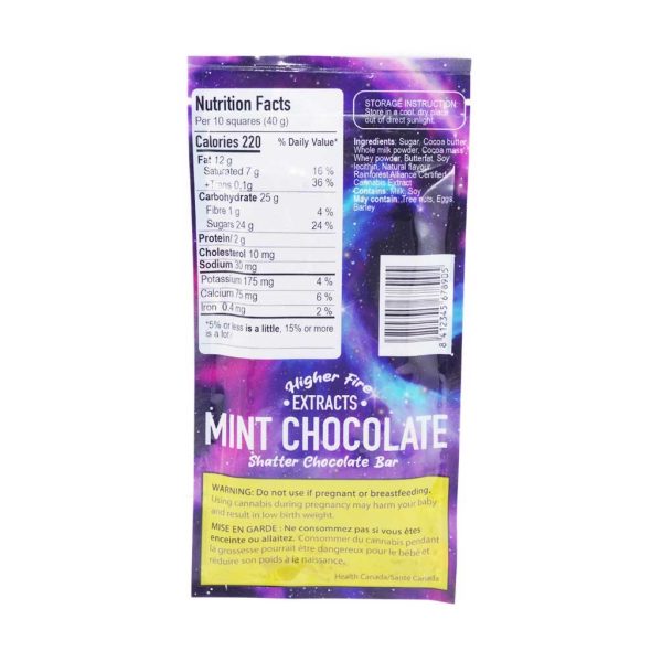 Buy Higher Fire Extracts – Shatter Chocolate Bar – Mint Chocolate 1000MG THC (Indica) at MMJ Express Online Shop