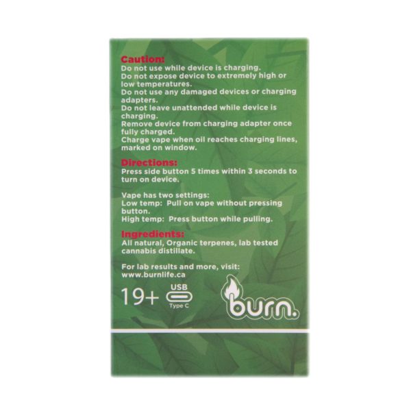 Buy Burn Extracts – Green Crack 3ML Mega Sized Disposable Pen at MMJ Express Online Shop