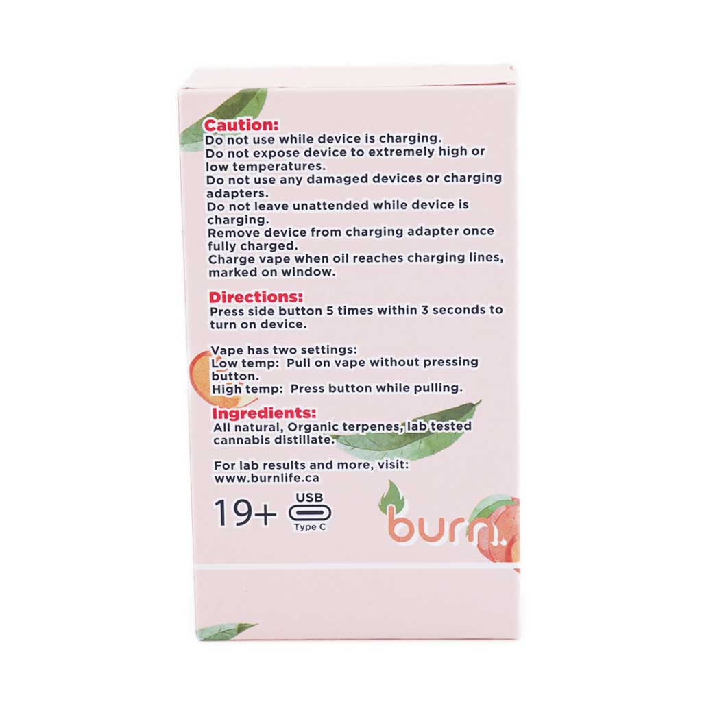 Buy Burn Extracts - Peach 3ML Mega Sized Disposable Pen (INDICA) at MMJ Express Online Shop