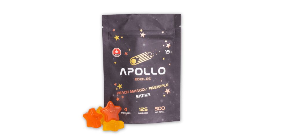 Order cheap weed online and satisfy your insatiable sweet tooth with these Apollo Peach Mango/Pineapple Shooting Stars Gummies 500MG THC (SATIVA). 