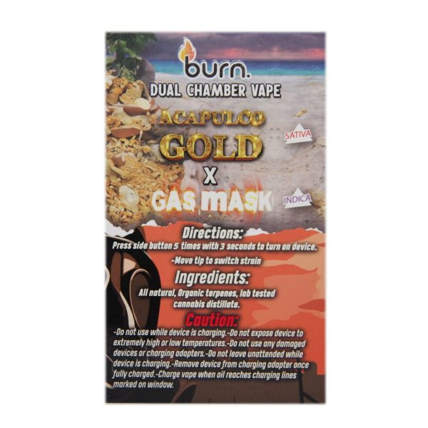 Buy Burn Extracts – Dual Chamber Disposable Vape – Acapulco Gold + Gas Mask 6G at MMJ Express Online Shop