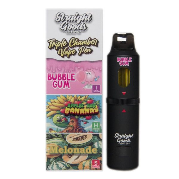 Buy Straight Goods - Triple Chamber Vape - Bubble Gum + Apples and Banana + Melonade (3 Grams + 3 Grams + 3 Gram) at MMJ Express Online Shop