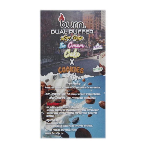 Buy Burn Extracts - Duel 2 Gram Puffer – Live Resin Ice Cream Cake x Cookies and Cream (2 Grams + 3 Gram) at Wccannabis Online Shop