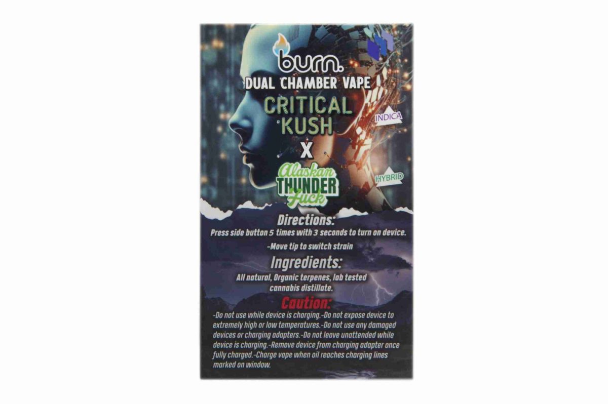 Buy Burn Extracts - Dual Chamber Disposable Vape - Critical Kush + Alaskan Thunder Fuck (3+3 Gram) at MMJ Express Online Shop