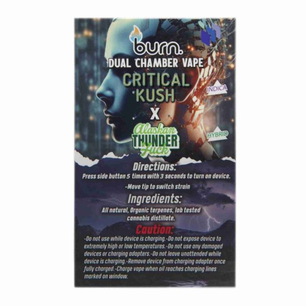 Buy Burn Extracts - Dual Chamber Disposable Vape - Critical Kush + Alaskan Thunder Fuck (3+3 Gram) at MMJ Express Online Shop