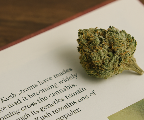 OG Kush strains displayed with a genetics diagram in the background, highlighting their history and lineage