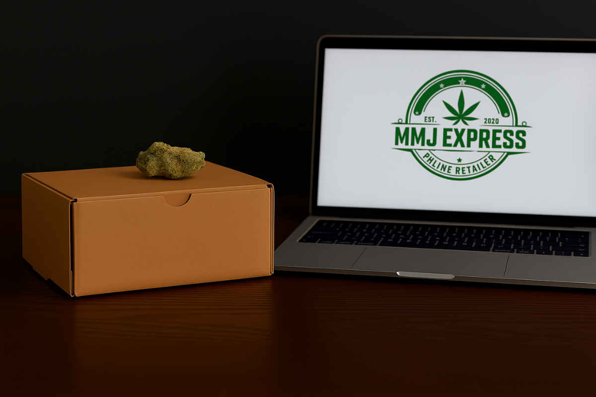Cannabis delivery package on doorstep, representing convenient and reliable online pot delivery in Canada