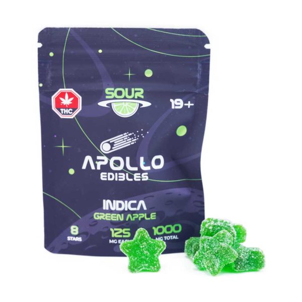 Buy Apollo Edibles - Sour Green Apple Shooting Stars 1000mg THC Indica at MMJ Express Online Shop