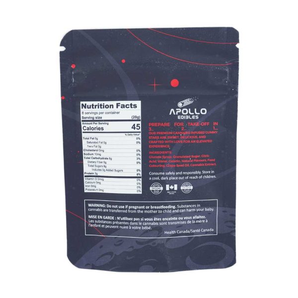 Buy Apollo Edibles - Sour Cherry Shooting Stars 1000mg THC Sativa at MMJ Express Online Shop