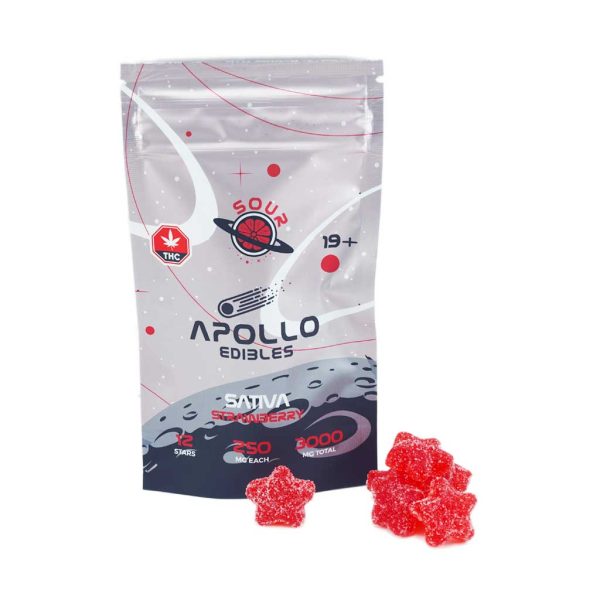 Buy Apollo Edibles - Sour Strawberry Shooting Stars 3000mg THC Sativa at MMJ Express Online Shop