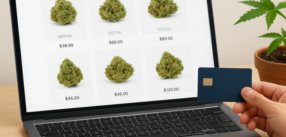 Online cannabis store interface displaying sativa pot strains available for purchase
