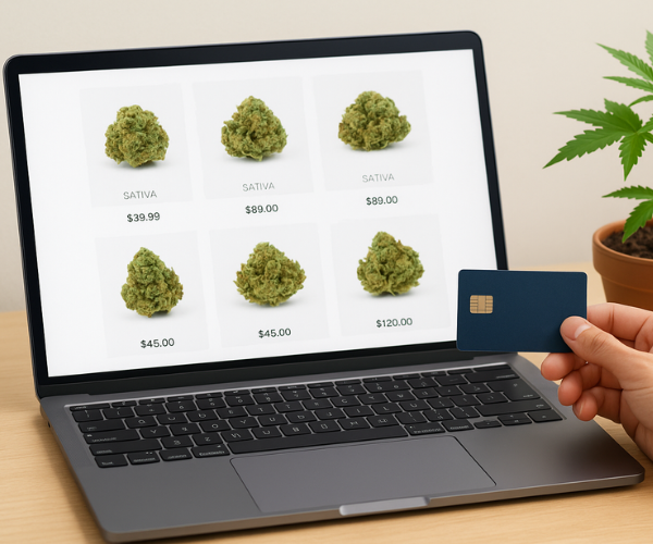 Online cannabis store interface displaying sativa pot strains available for purchase