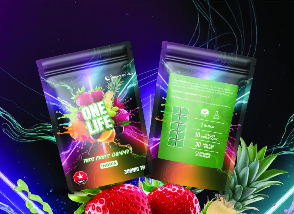Buy One Life Edibles - Tutti Frutti Gummy - 300mg THC (Indica) at MMJ Express Online Shop