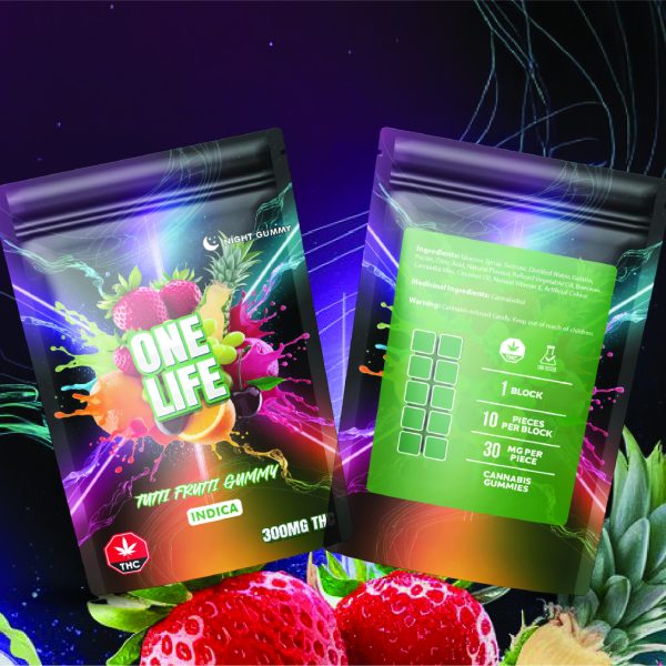 Buy One Life Edibles - Tutti Frutti Gummy - 300mg THC (Indica) at MMJ Express Online Shop