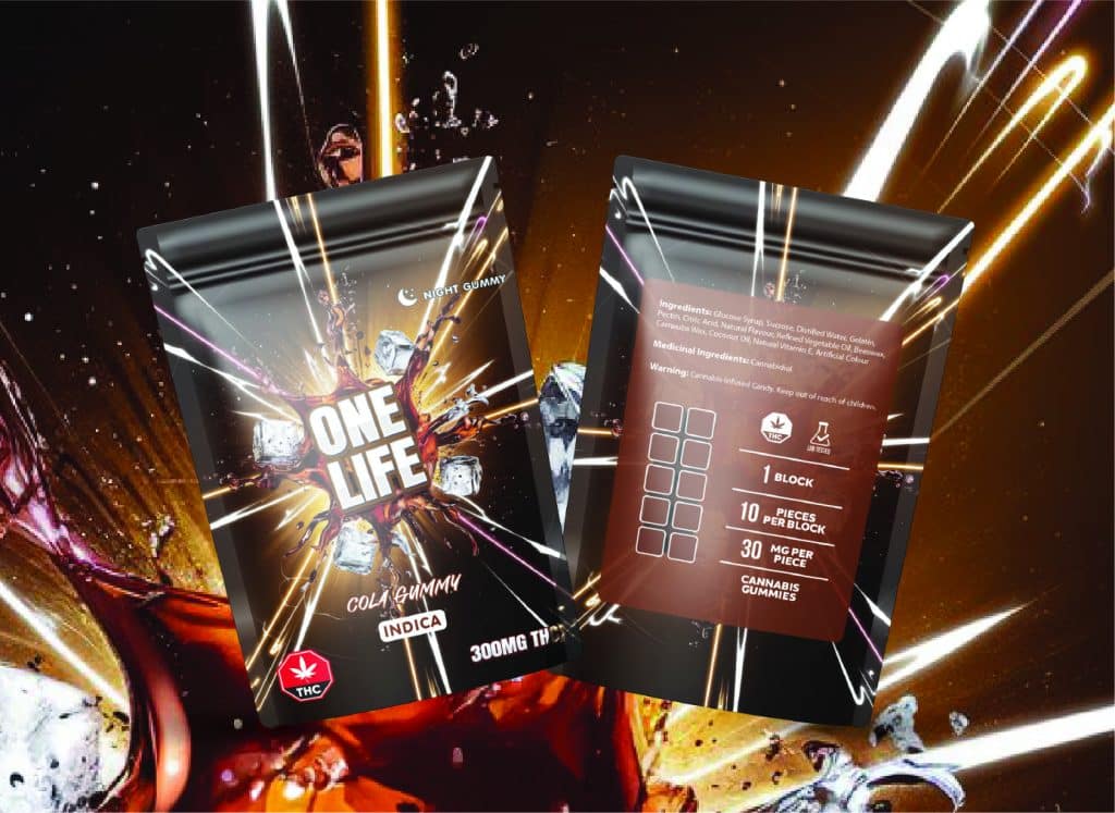 Buy One Life Edibles - Cola Gummy - 300mg THC (Indica) at MMJ Express Online Shop