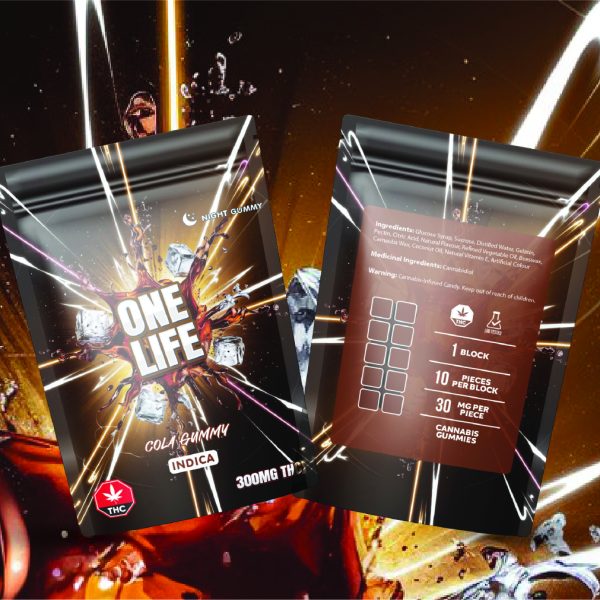 Buy One Life Edibles - Cola Gummy - 300mg THC (Indica) at MMJ Express Online Shop