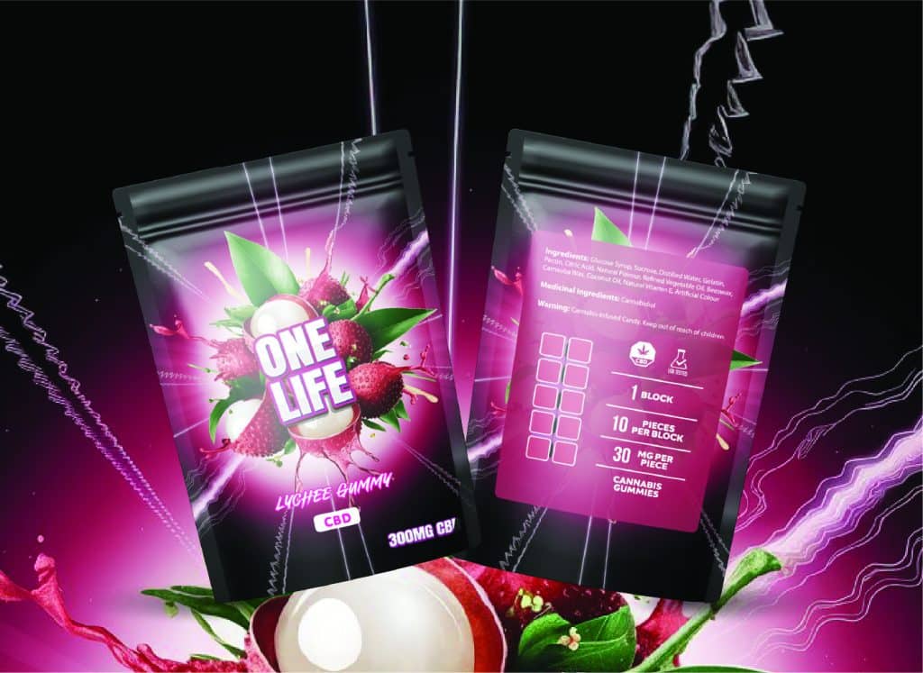 Buy One Life Edibles - Lychee Gummy - 300mg CBD at MMJ Express Online Shop