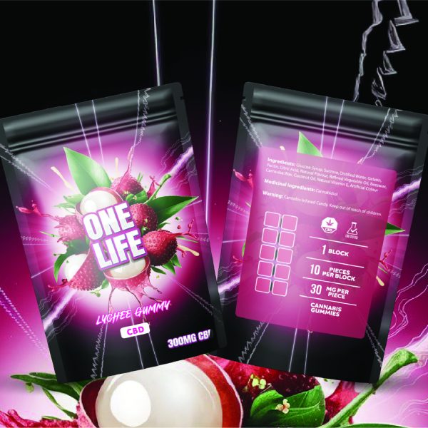 Buy One Life Edibles - Lychee Gummy - 300mg CBD at MMJ Express Online Shop