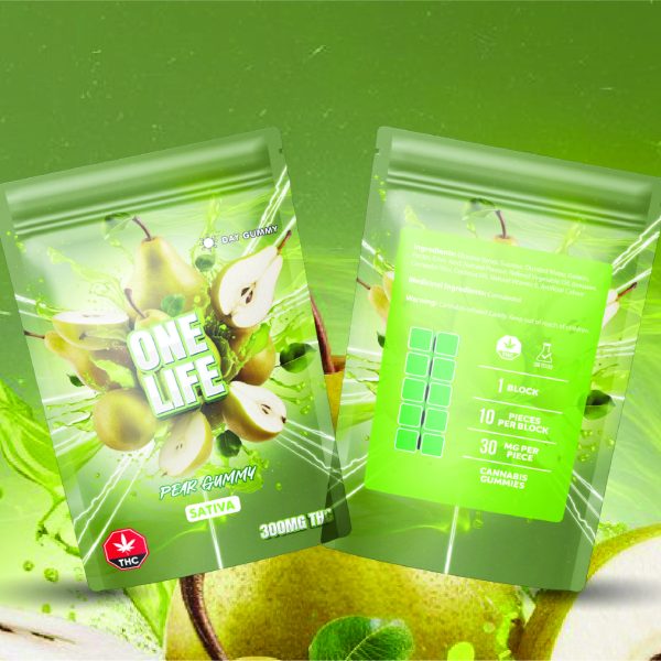 Buy One Life Edibles - Pear Gummy - 300mg THC (Sativa) at MMJ Express Online Shop