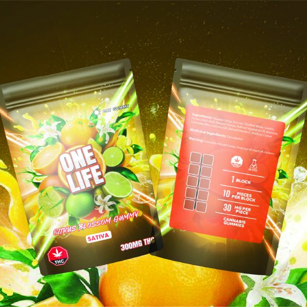 Buy One Life Edibles - Citrus Blossom Gummy - 300mg THC (Sativa) at MMJ Express Online Shop