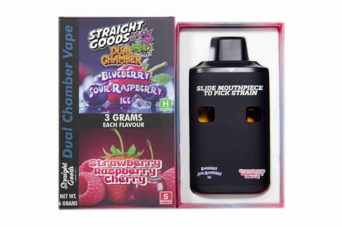 Buy Straight Goods - Dual Chamber Vape - Blueberry Sour Raspberry Ice + Strawberry Raspberry Cherry (3 Grams + 3 Grams) at MMJ Express Online Shop