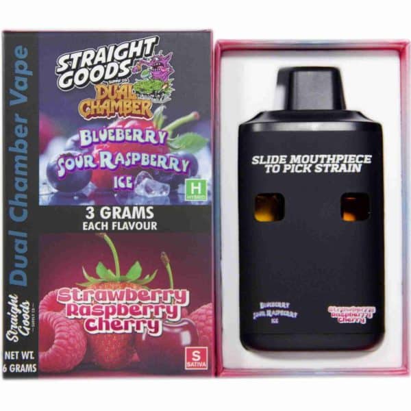 Buy Straight Goods - Dual Chamber Vape - Blueberry Sour Raspberry Ice + Strawberry Raspberry Cherry (3 Grams + 3 Grams) at MMJ Express Online Shop