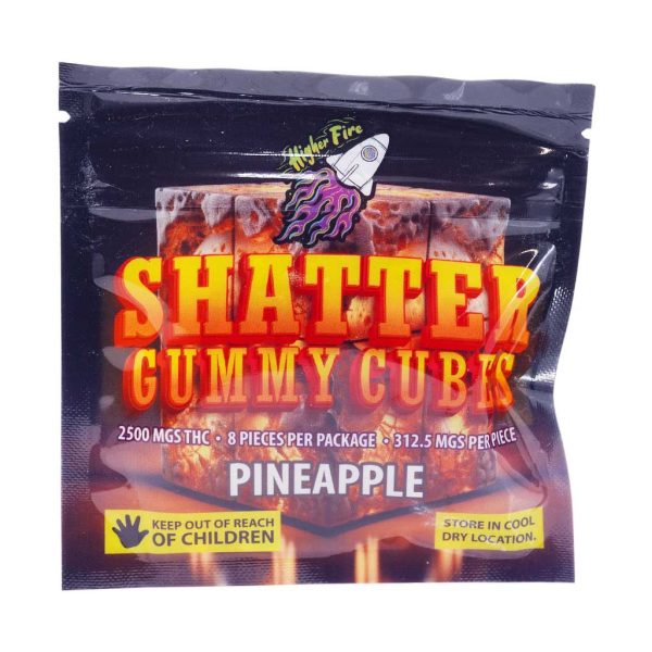 Buy Higher Fire Extracts - Shatter Gummy Cubes - Pineapple 2500mg THC at MMJ Express Online Shop