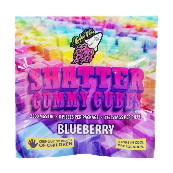 Buy Higher Fire Extracts - Shatter Gummy Cubes - Blueberry 2500mg THC at MMJ Express Online Shop