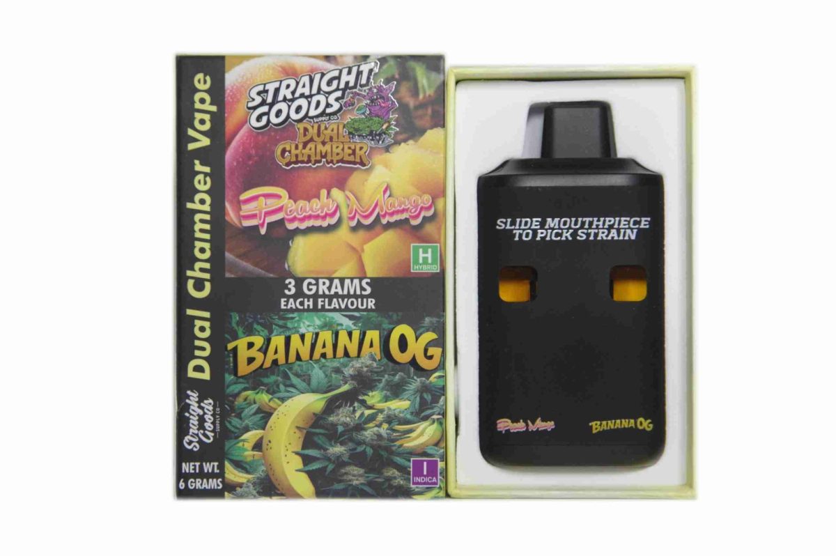 Buy Straight Goods - Dual Chamber Vape - Peach Mango + Banana OG (3 Grams + 3 Grams) at MMJ Express Online Shop