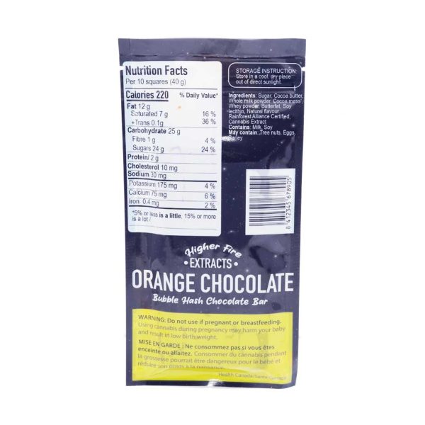 Buy Higher Fire Extracts - Bubble Hash Chocolate Bar - Orange 2000mg THC at MMJ Express Online Shop