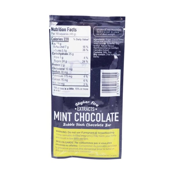 Buy Higher Fire Extracts - Bubble Hash Chocolate Bar - Mint 1000mg THC at MMJ Express Online Shop