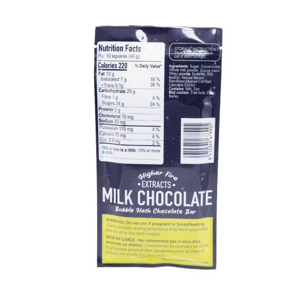 Buy Higher Fire Extracts - Bubble Hash Chocolate Bar - Milk 2000mg THC at MMJ Express Online Shop
