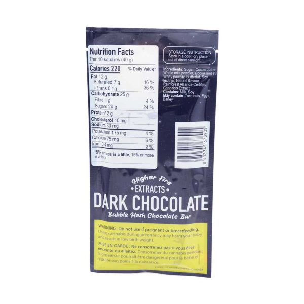 Buy Higher Fire Extracts - Bubble Hash Chocolate Bar - Dark 1000mg THC at MMJ Express Online Shop