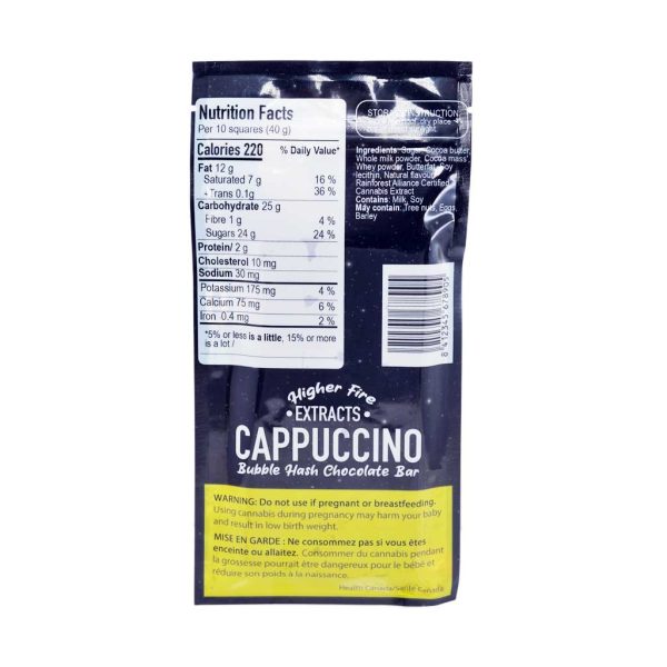 Buy Higher Fire Extracts - Bubble Hash Chocolate Bar - Cappuccino 2000mg THC at MMJ Express Online Shop