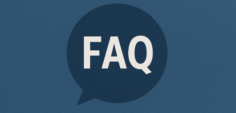 Dark blue speech bubble icon with bold white "FAQ" text representing frequently asked questions about Strawberry Cough