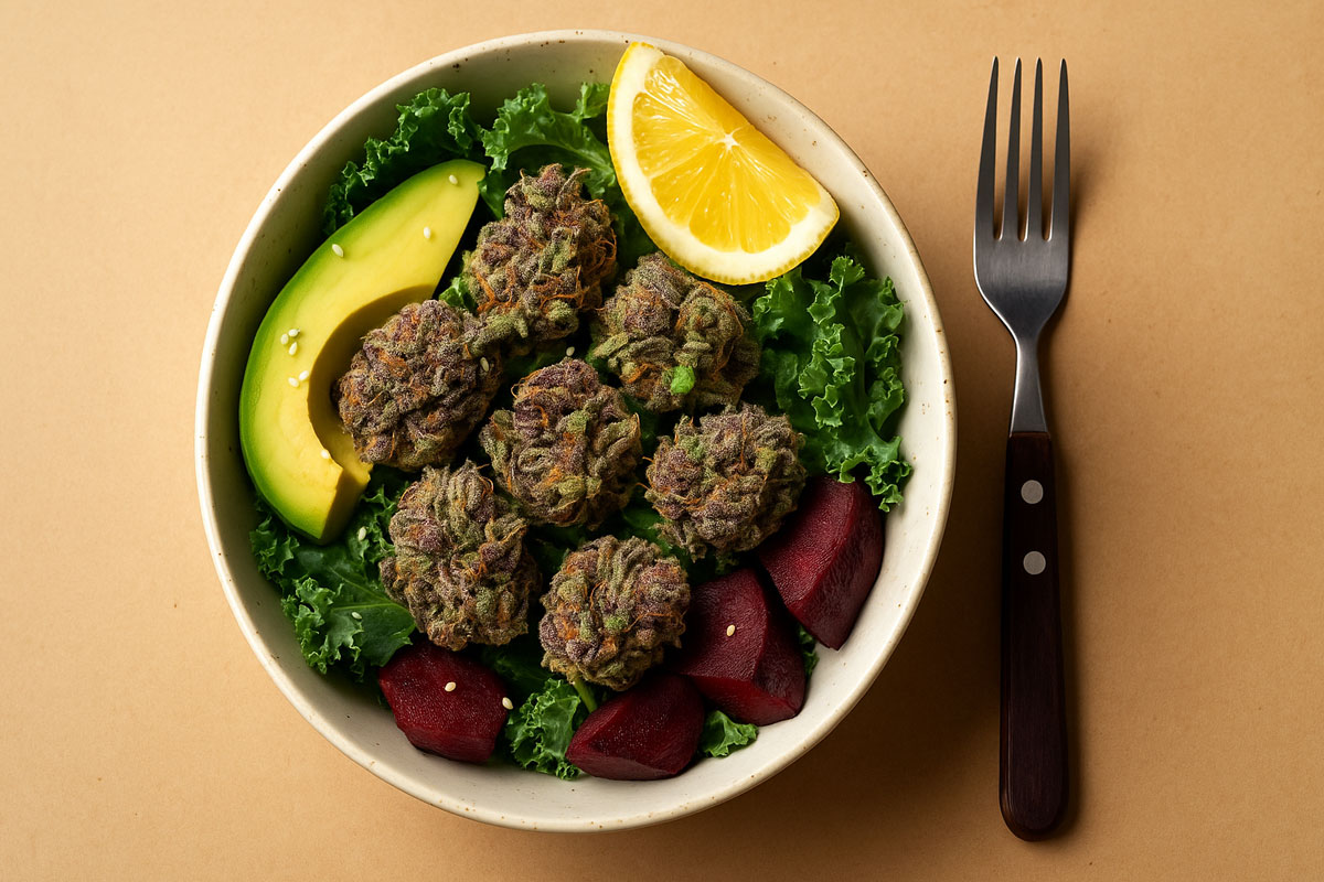 raw cannabis and salads