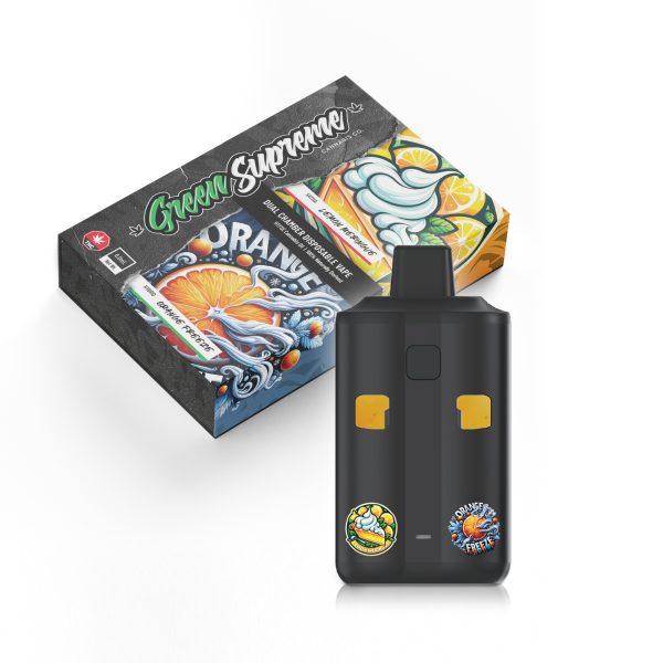 Buy Green Supreme – Dual Chamber Disposable THC Vape Pen - Lemon Meringue + Orange Freeze (3 Grams + 3 Grams) at MMJ Express Online Shop