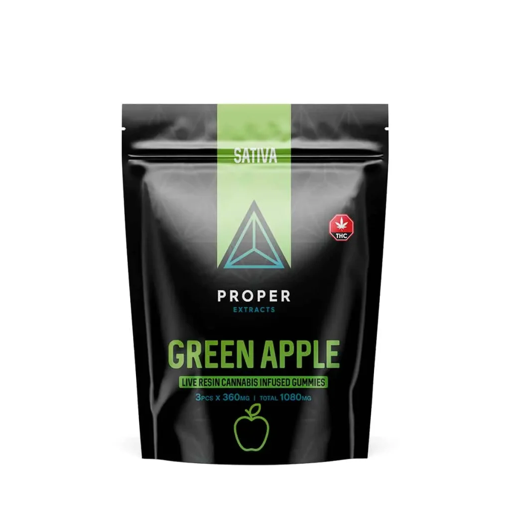 Buy Proper Extracts Edibles - Triangles 1080mg Live Resin Gummies - Green Apple at MMJ Express Online Shop