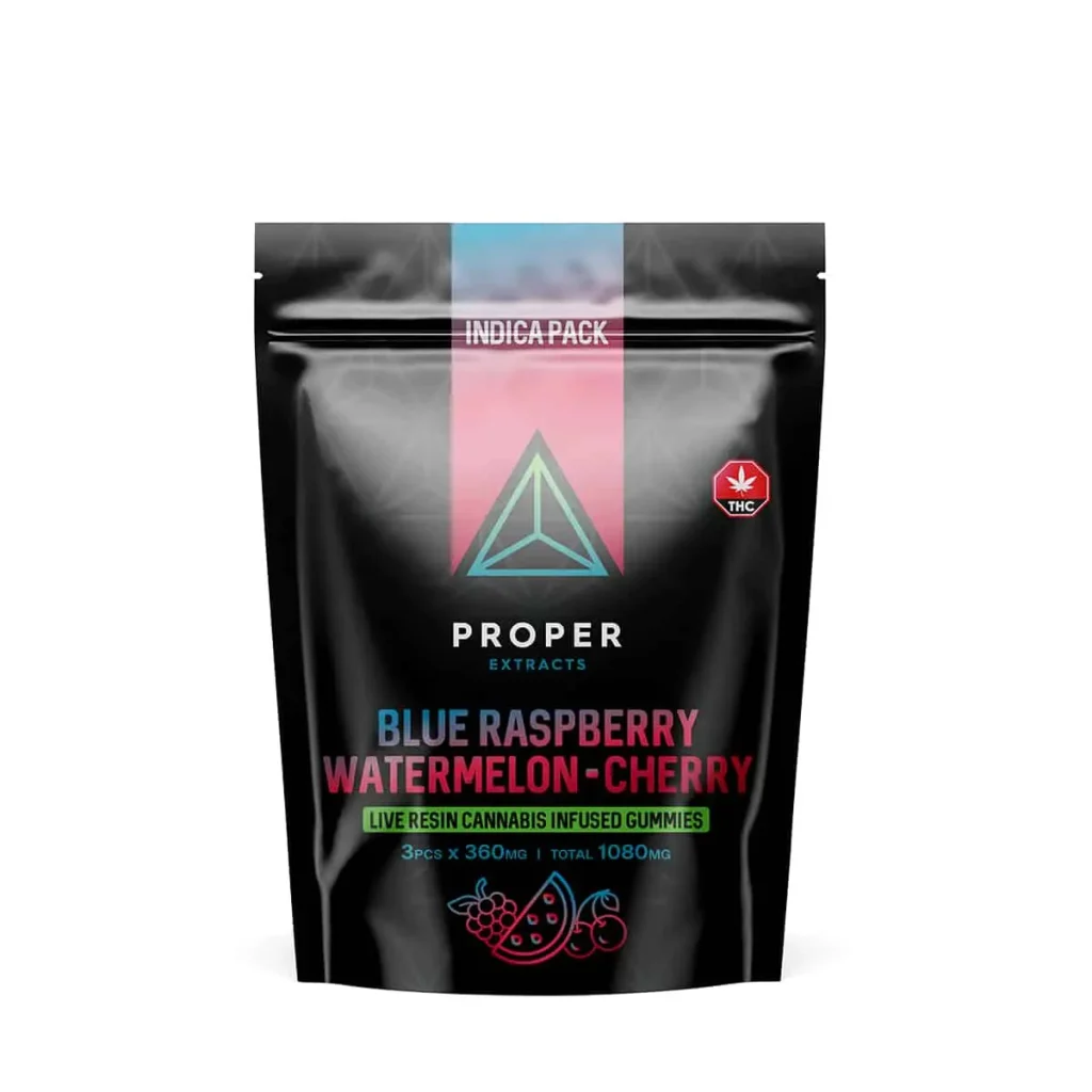 Buy Proper Extracts Edibles - Triangles 1080mg Live Resin Gummies - Indica Pack at MMJ Express Online Shop
