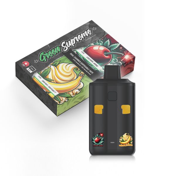 Buy Green Supreme – Dual Chamber Disposable THC Vape Pen - Cherry Bomb + Banana Sherbet (3 Grams + 3 Grams) at MMJ Express Online Shop