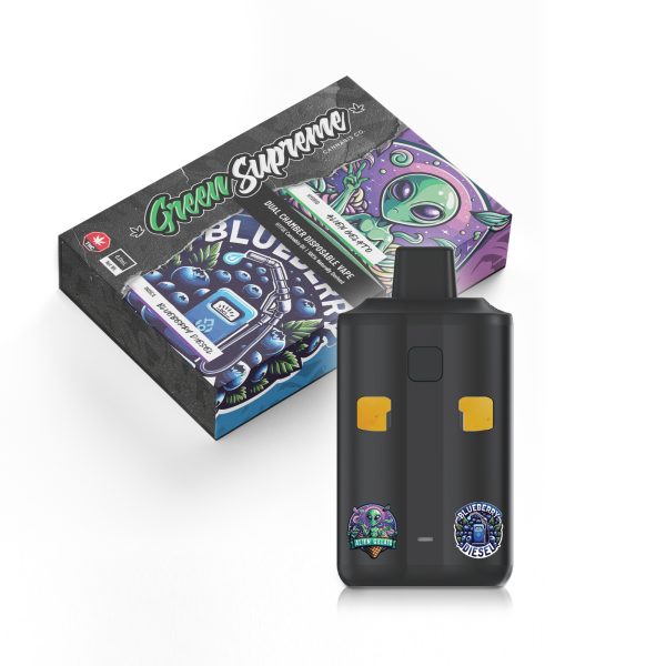 Buy Green Supreme – Dual Chamber Disposable THC Vape Pen - Alien Gelato + Blueberry Diesel (3 Grams + 3 Grams) at MMJ Express Online Shop