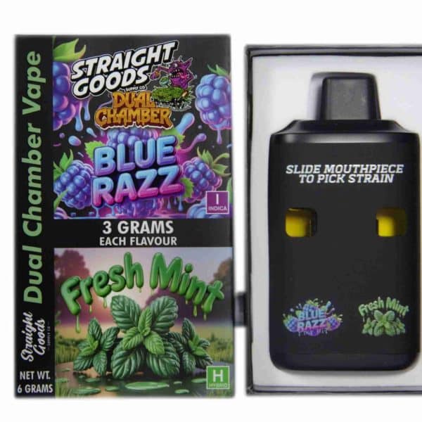 Buy Straight Goods - Dual Chamber Vape - Blue Raz + Fresh Mint (3 Grams + 3 Grams) at MMJ Express Online Shop