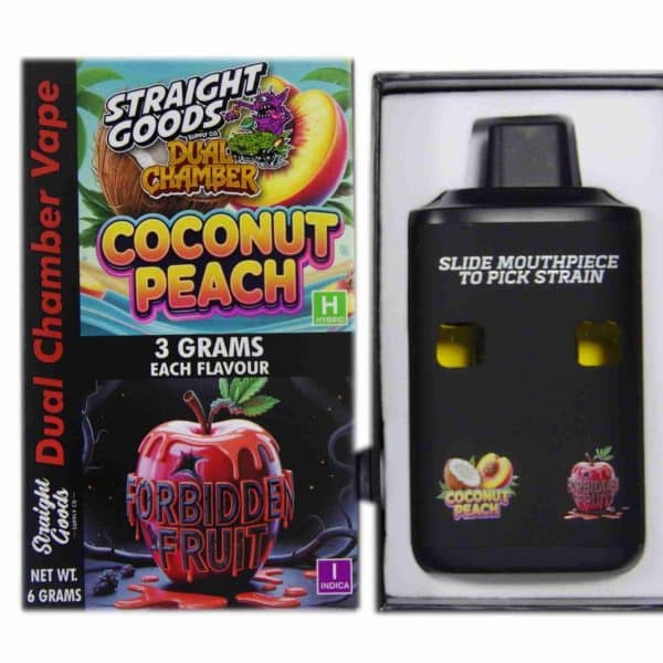 Buy Straight Goods - Dual Chamber Vape - Coconut Peach + Forbidden Fruit (3 Grams + 3 Grams) at MMJ Express Online Shop