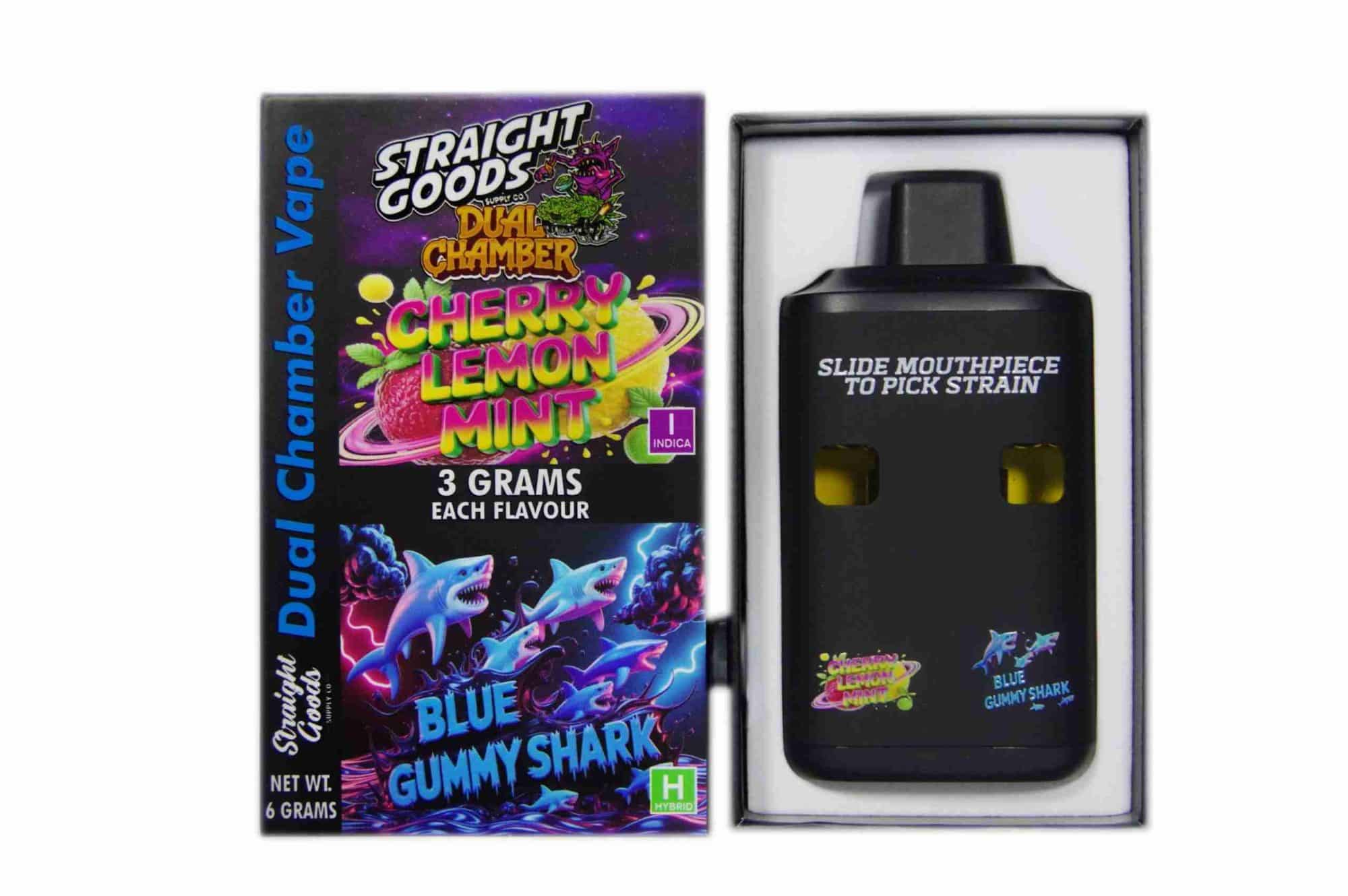 Buy Straight Goods - Dual Chamber Vape - Cherry Lemon Mint + Blue Gummy Shark (3 Grams + 3 Grams) at MMJ Express Online Shop