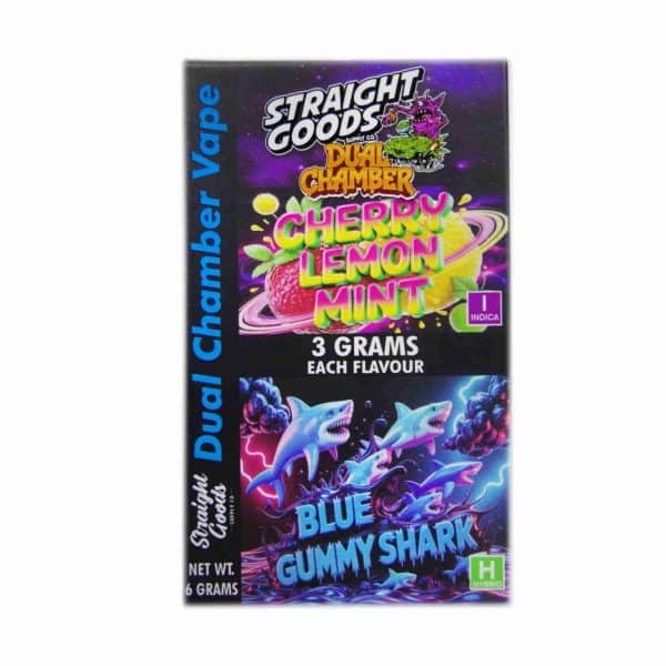 Buy Straight Goods - Dual Chamber Vape - Cherry Lemon Mint + Blue Gummy Shark (3 Grams + 3 Grams) at MMJ Express Online Shop